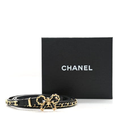 Chanel Calfskin Bow Chain Belt 80 32 Black Gold 4 of 4