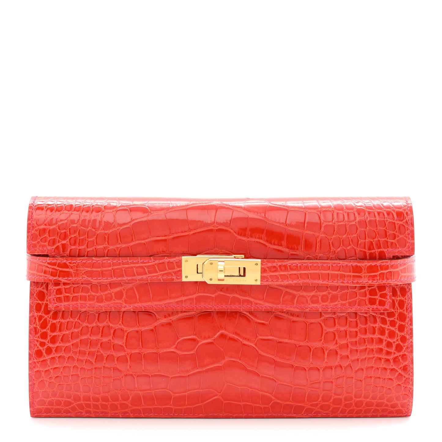 Shiny Alligator Kelly Longue Wallet Geranium