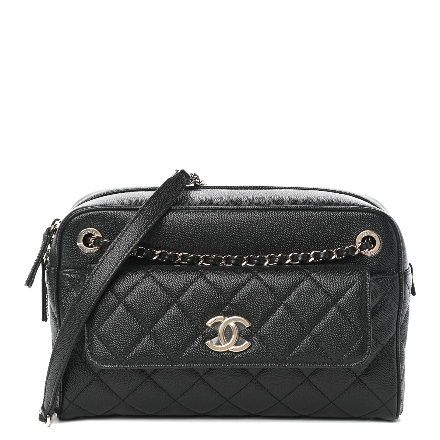 Caviar Quilted Medium In & Out Camera Case Black