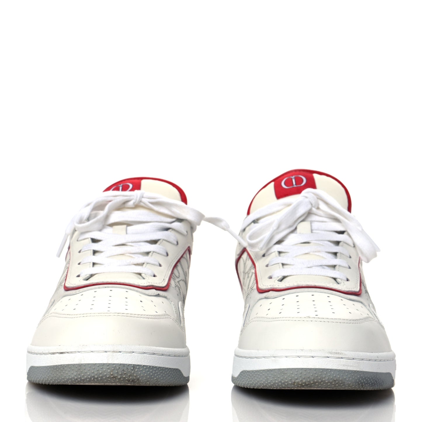 Smooth Calfskin Oblique Galaxy Perforated Mens B27 Low Top Sneakers 45 White Red