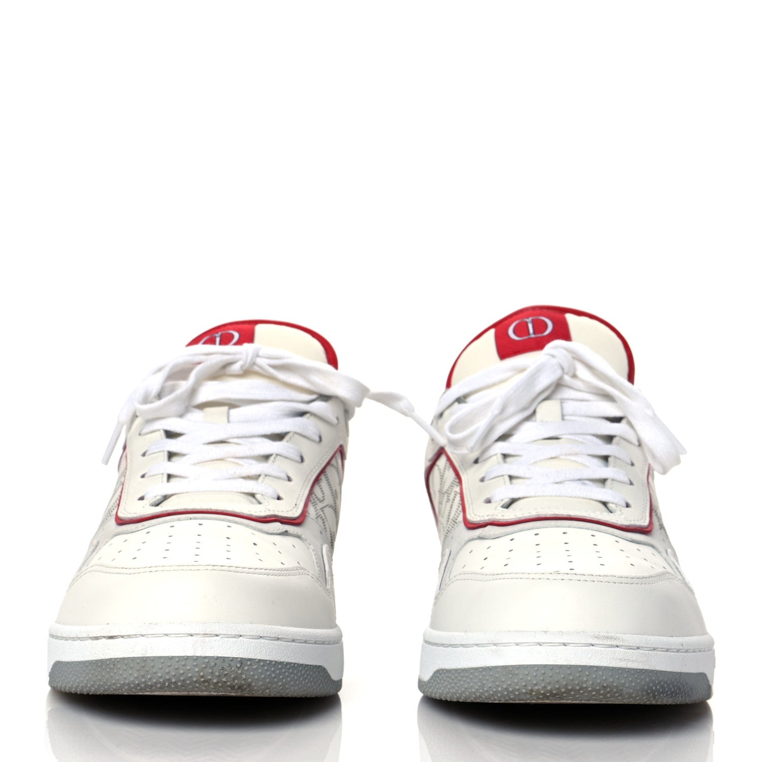 Christian Dior Smooth Calfskin Oblique Galaxy Perforated Mens B27 Low Top Sneakers 45 White Red 2 of 5