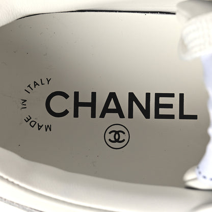 Chanel Calfskin Patent Womens CC Sneakers 41 White Burgundy Beige 8 of 9