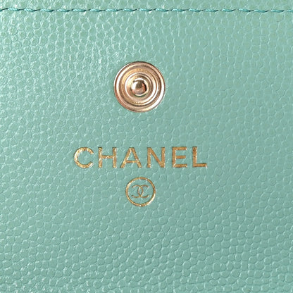 Chanel Caviar Pearl Quilted Coco Candy Flap Card Holder Turquoise 6 of 8