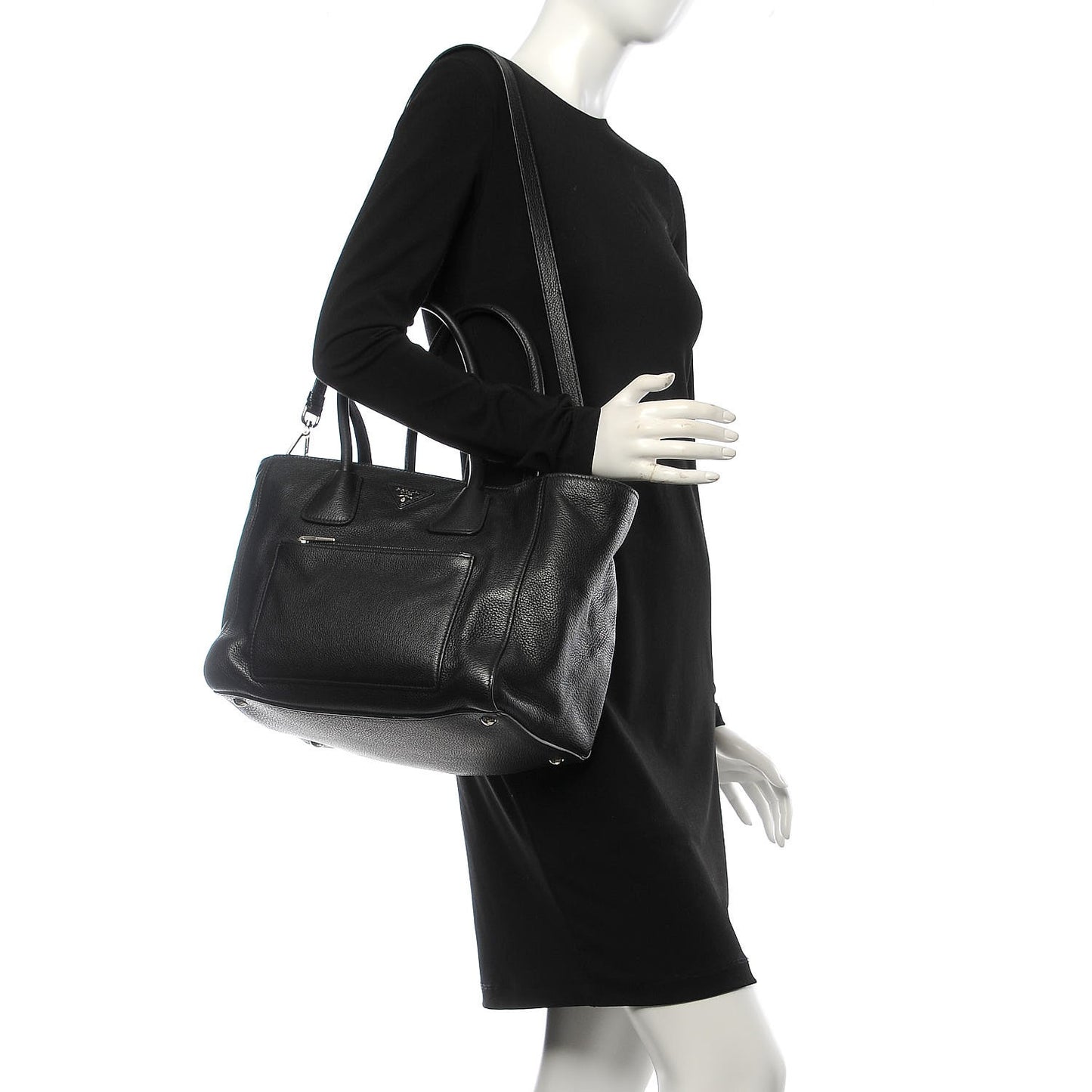 Vitello Phenix Shopping Tote Black