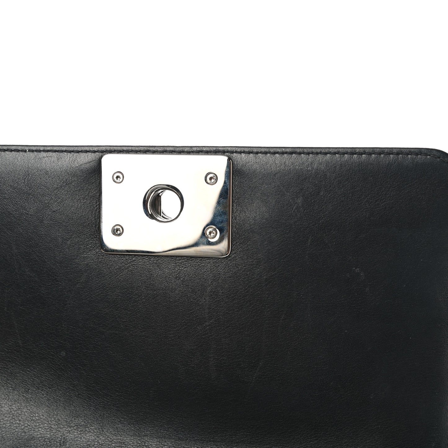 Patent Calfskin Quilted Small Boy Flap Black