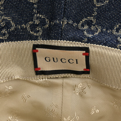 Gucci Washed Jacquard Denim Nappa GG Monogram Oscar Bucket Hat M Denim Cuir 8 of 9
