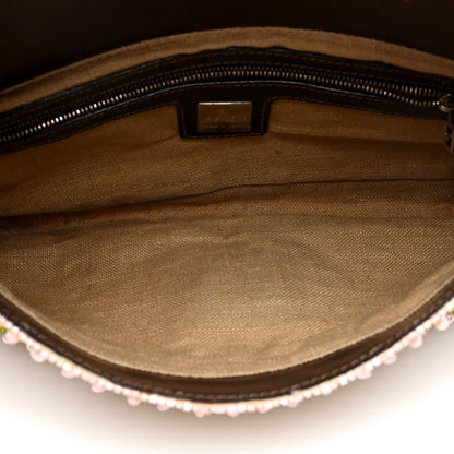 Fendi Linen Crystal Beaded Baguette Beige Multicolor 5 of 12