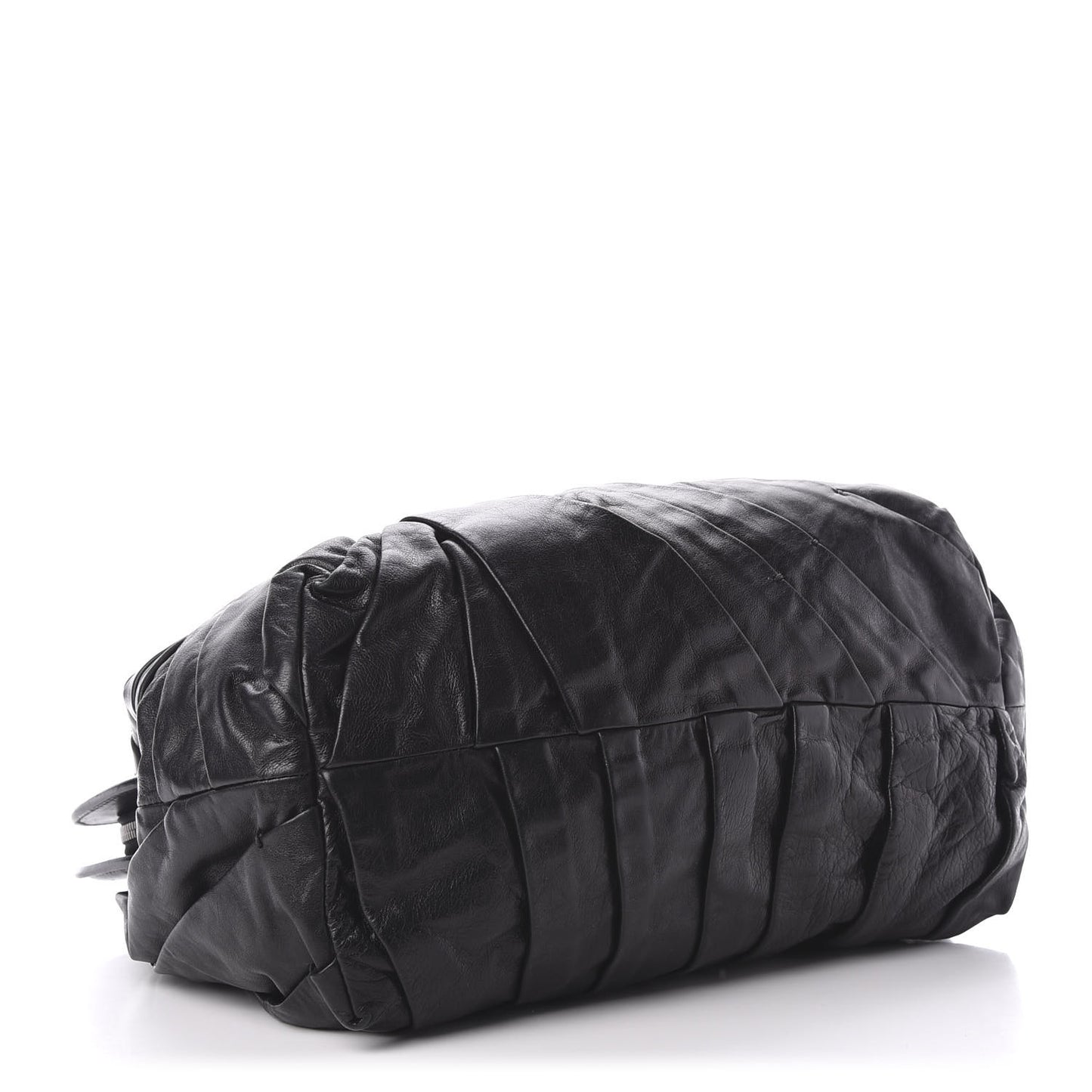 Lambskin Pleated Frame Tote Black