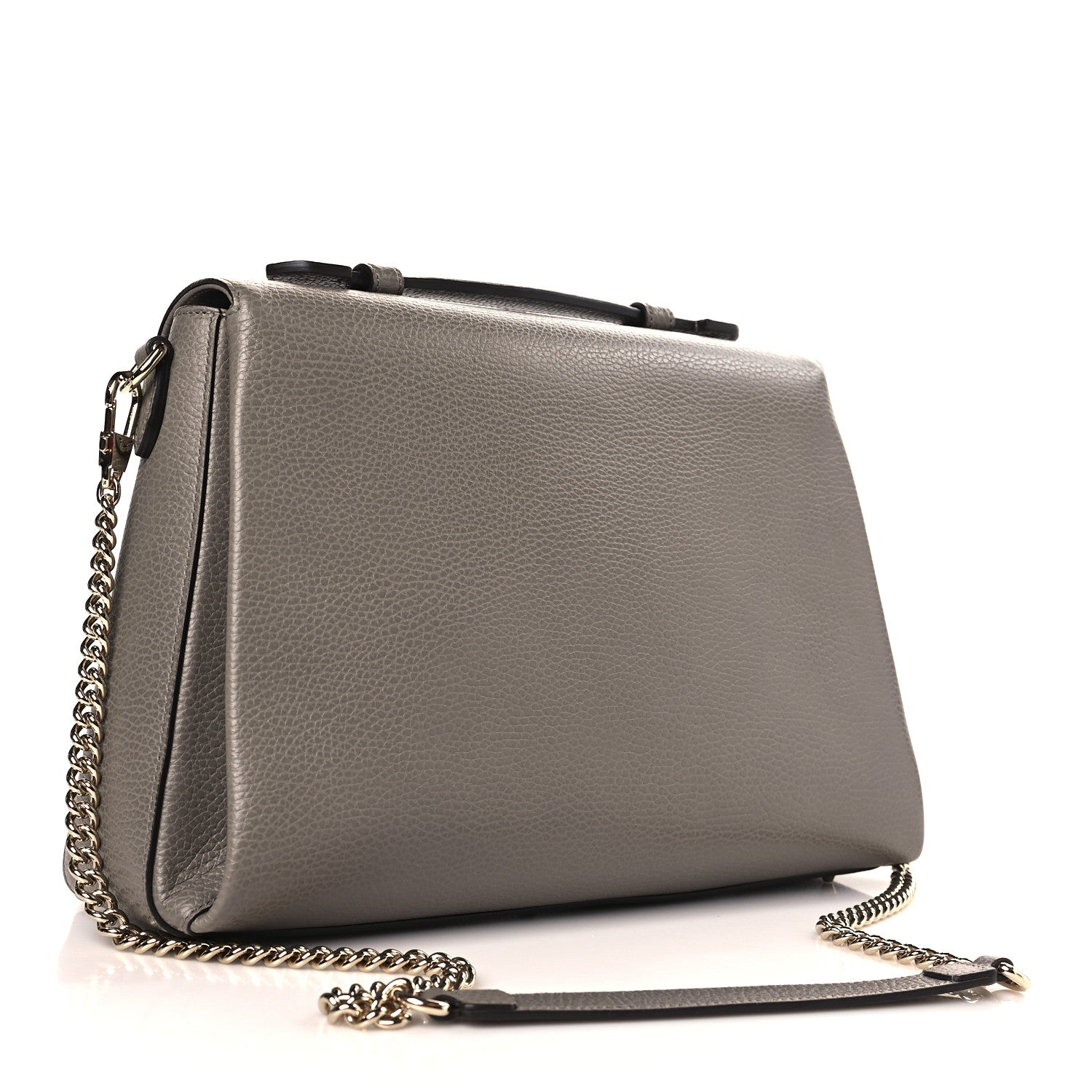 Gucci Dollar Calfskin Medium Interlocking G Top Handle Shoulder Bag Loess 3 of 9
