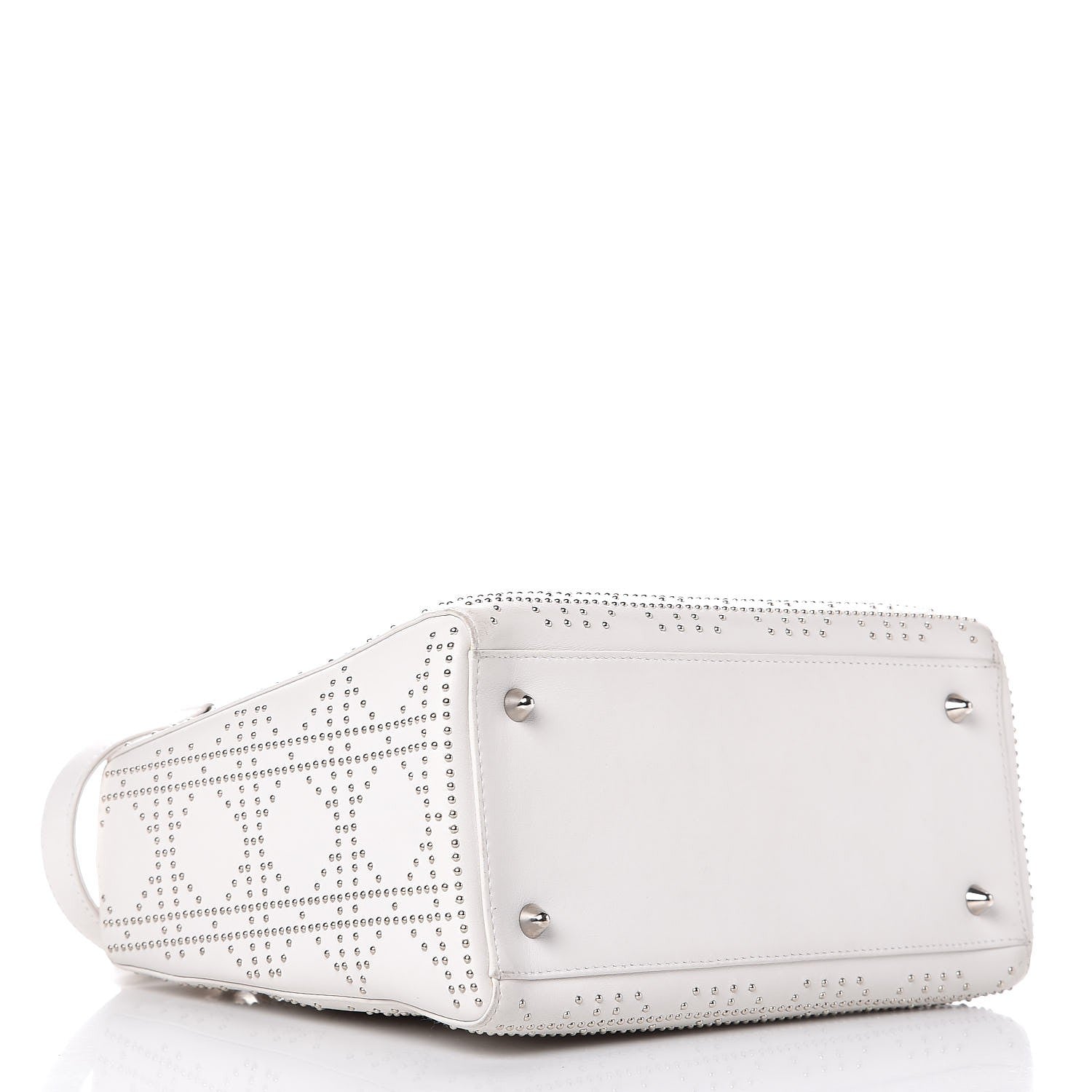 Christian Dior Lambskin Studded Cannage Medium Lady Dior White 5 of 14
