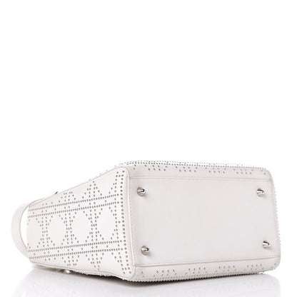 Christian Dior Lambskin Studded Cannage Medium Lady Dior White 5 of 14
