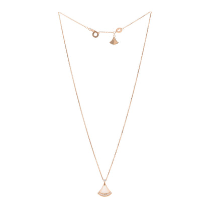 Bulgari 18K Rose Gold Diamond Mother of Pearl Divas' Dream Pave Pendant Necklace 3 of 5