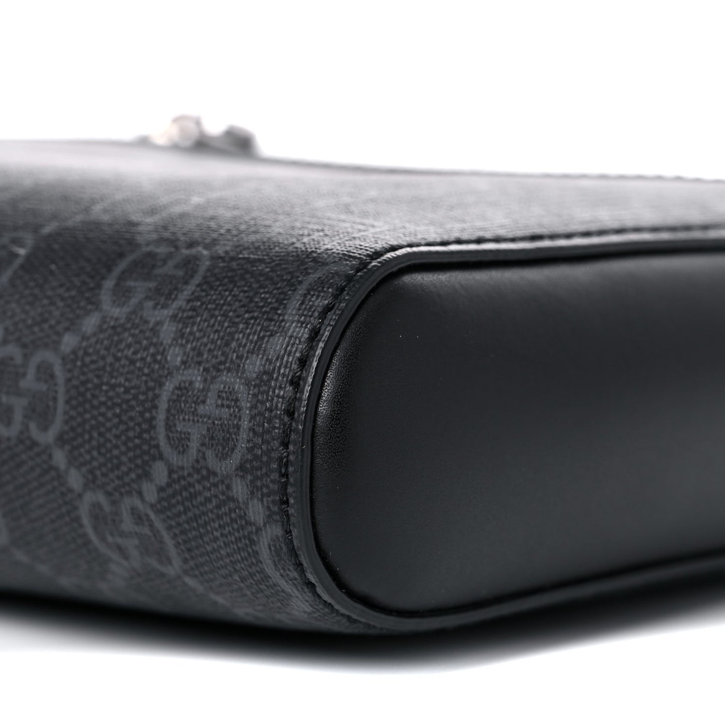 GG Supreme Monogram Web Small Flat Messenger Bag Black Grey