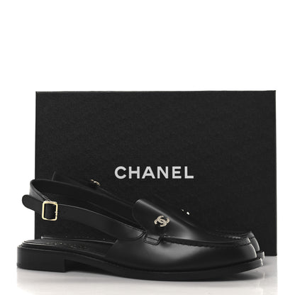 Chanel Calfskin Crystal CC Slingback Sandals 39.5 Black 10 of 10