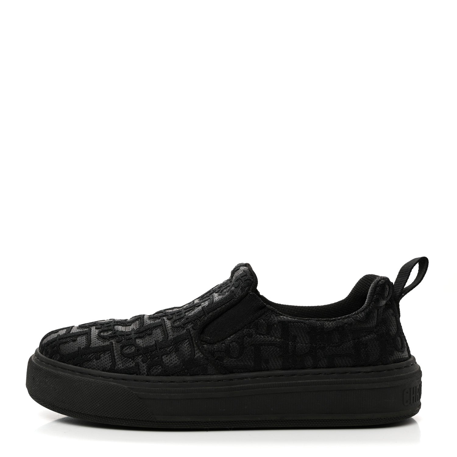 Christian Dior Shiny Technical Fabric Oblique Embroidered Womens Solar Slip On Sneakers 38.5 Black 1 of 9