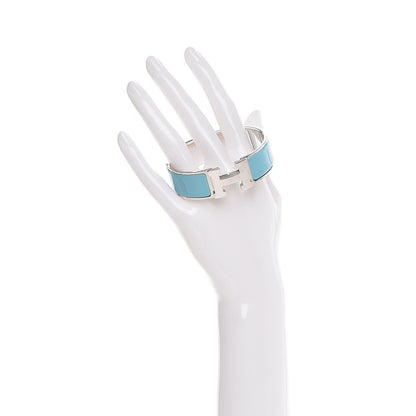 Hermes Enamel Wide Clic Clac H Bracelet GM Bleu Atoll 2 of 5