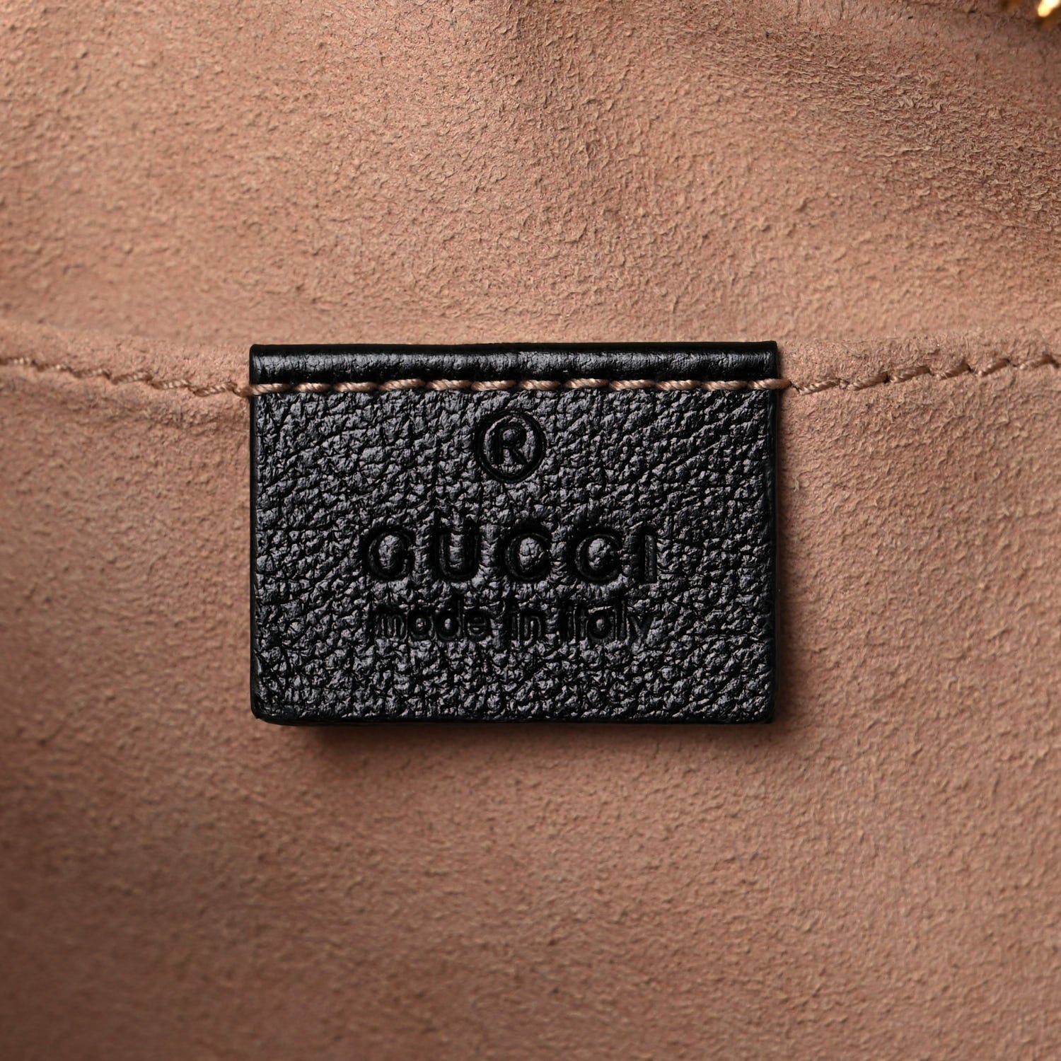 Gucci Monogram Matelasse Diagonal Small GG Marmont Chain Shoulder Bag Beige Black 10 of 12