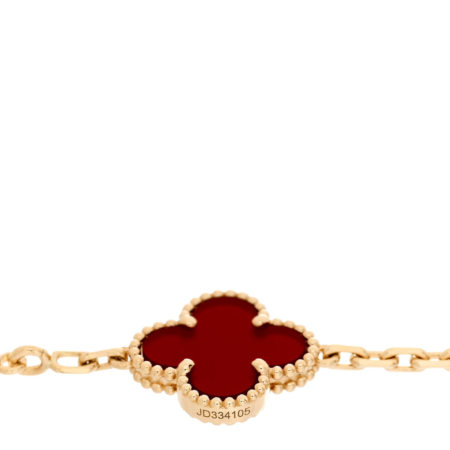 18K Yellow Gold Carnelian 5 Motifs Vintage Alhambra Bracelet