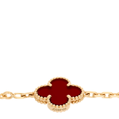 Van Cleef & Arpels 18K Yellow Gold Carnelian 5 Motifs Vintage Alhambra Bracelet 4 of 5