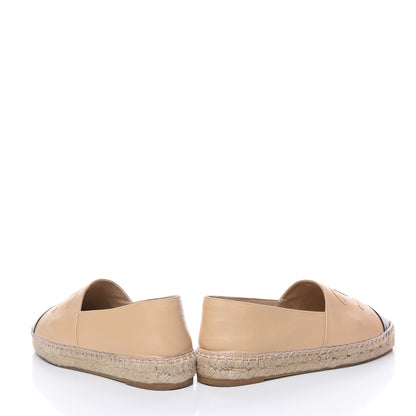 Chanel Lambskin CC Espadrilles 37 Beige Black 6 of 14