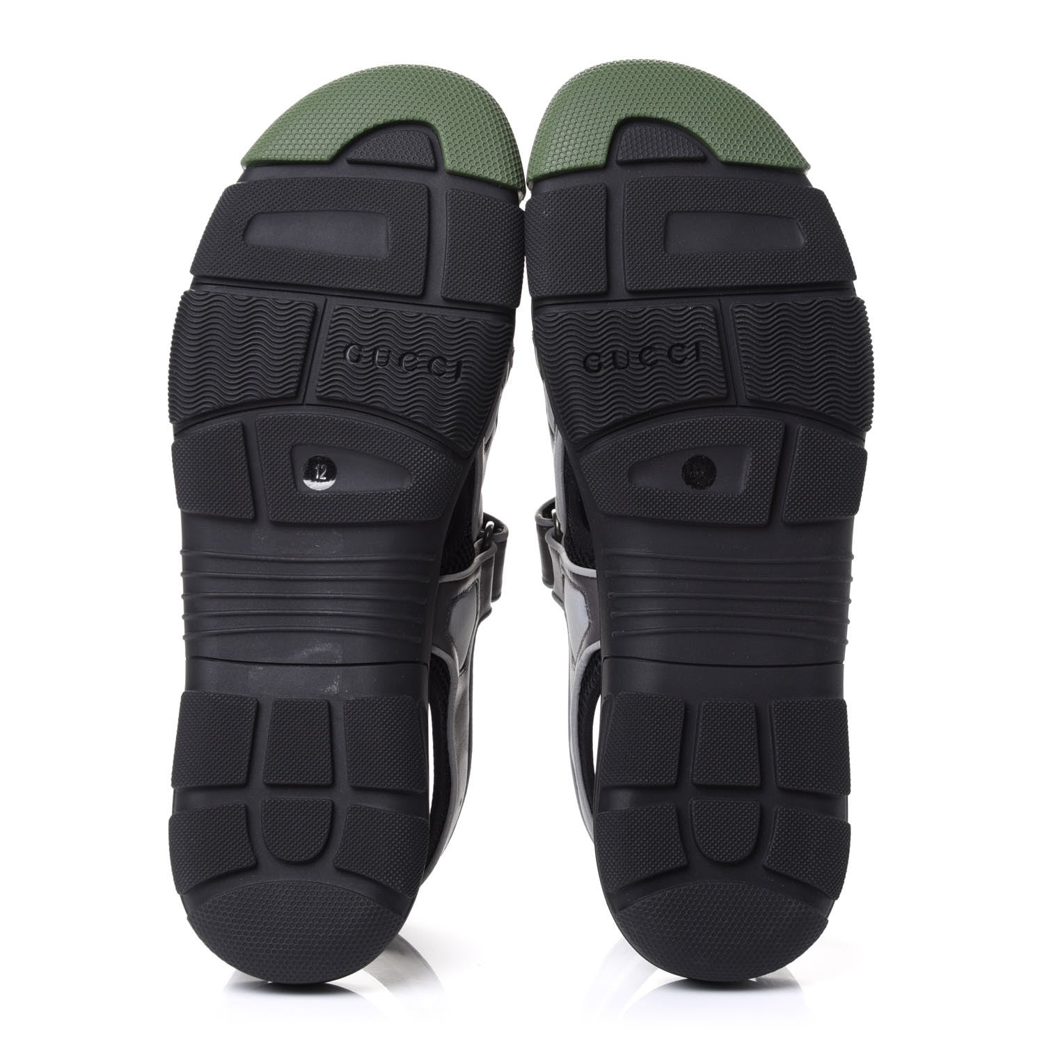 Gucci Mesh Fabric Mens Tinsel Sport Sandals 12 Black Silver Green 4 of 4