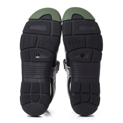Gucci Mesh Fabric Mens Tinsel Sport Sandals 12 Black Silver Green 4 of 4