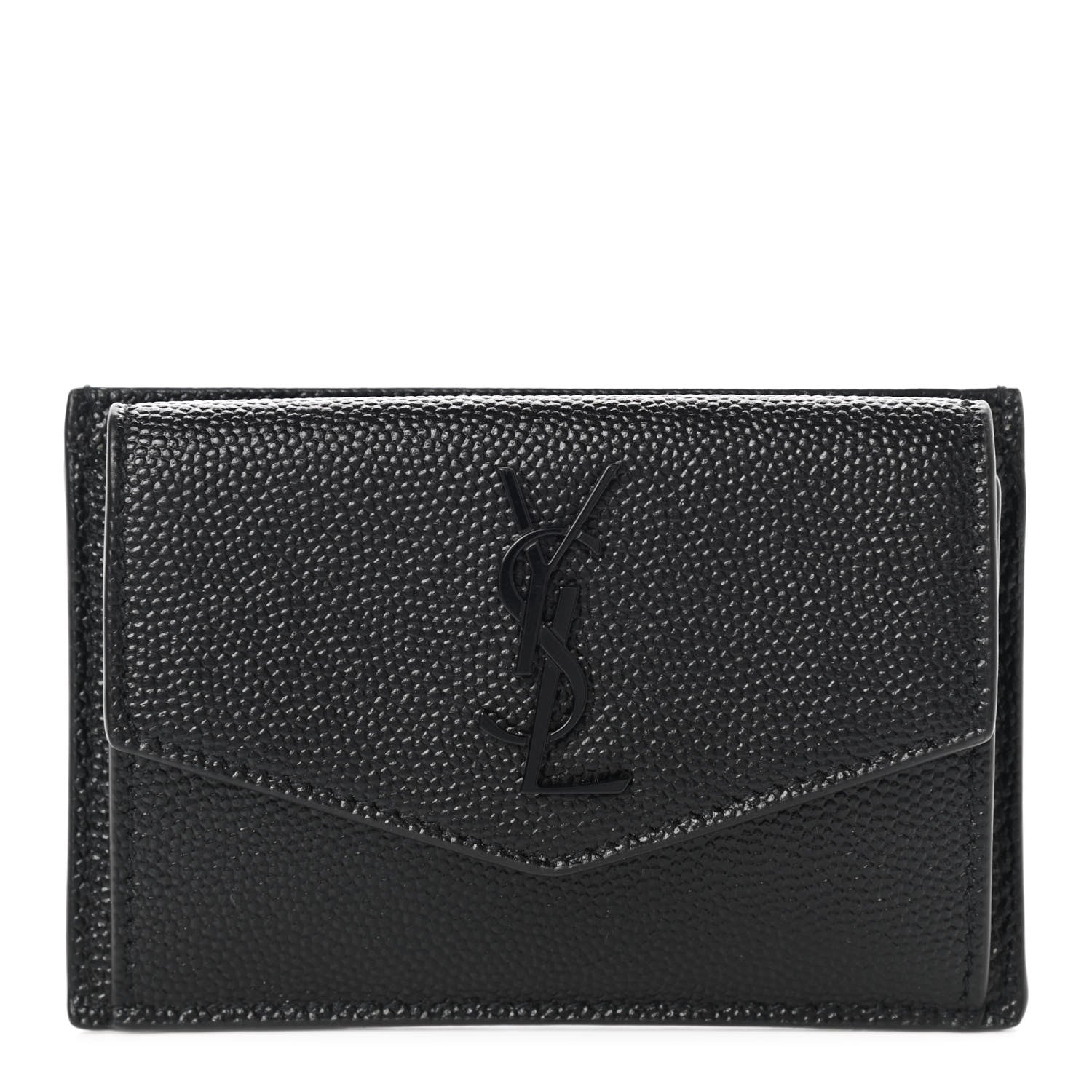 Saint Laurent Grain de Poudre Uptown Card Holder Black 1 of 10