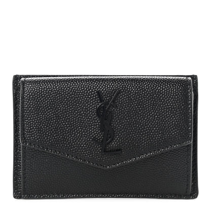 Saint Laurent Grain de Poudre Uptown Card Holder Black 1 of 10