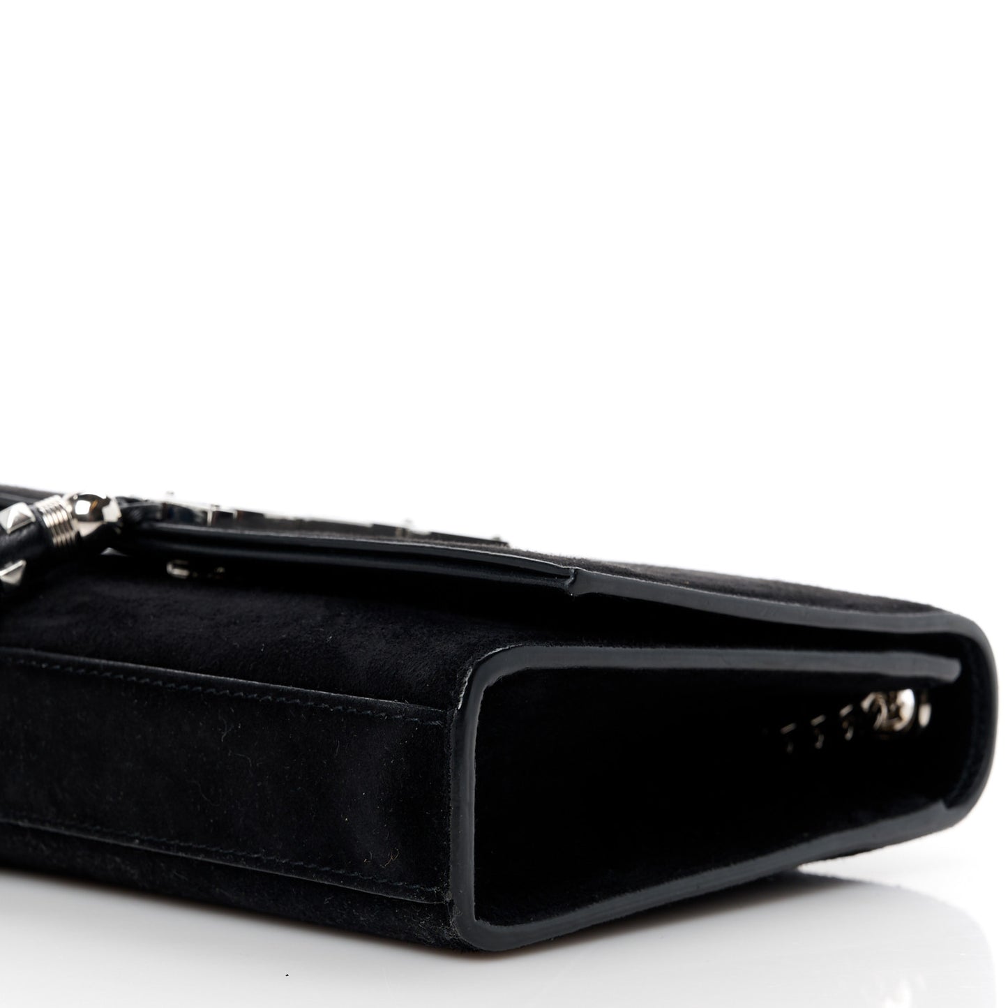 Suede Medium Classic Monogram Kate Tassel Satchel Black