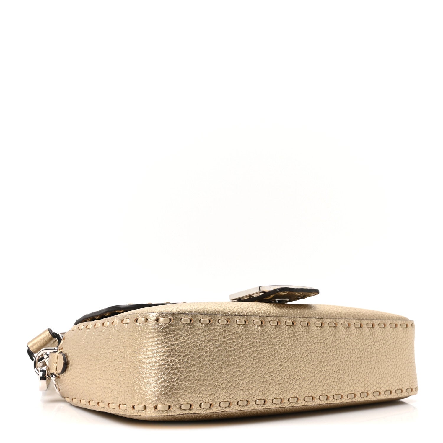 Fendi Cuoio Roma Sellerissima Nappa Sintetica Tape Stitch Baguette Platino 4 of 9