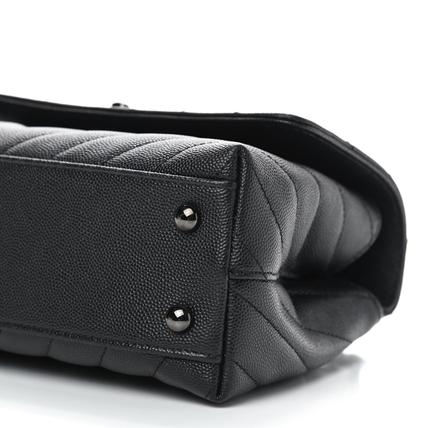 Caviar Chevron Quilted Mini Coco Handle Flap So Black