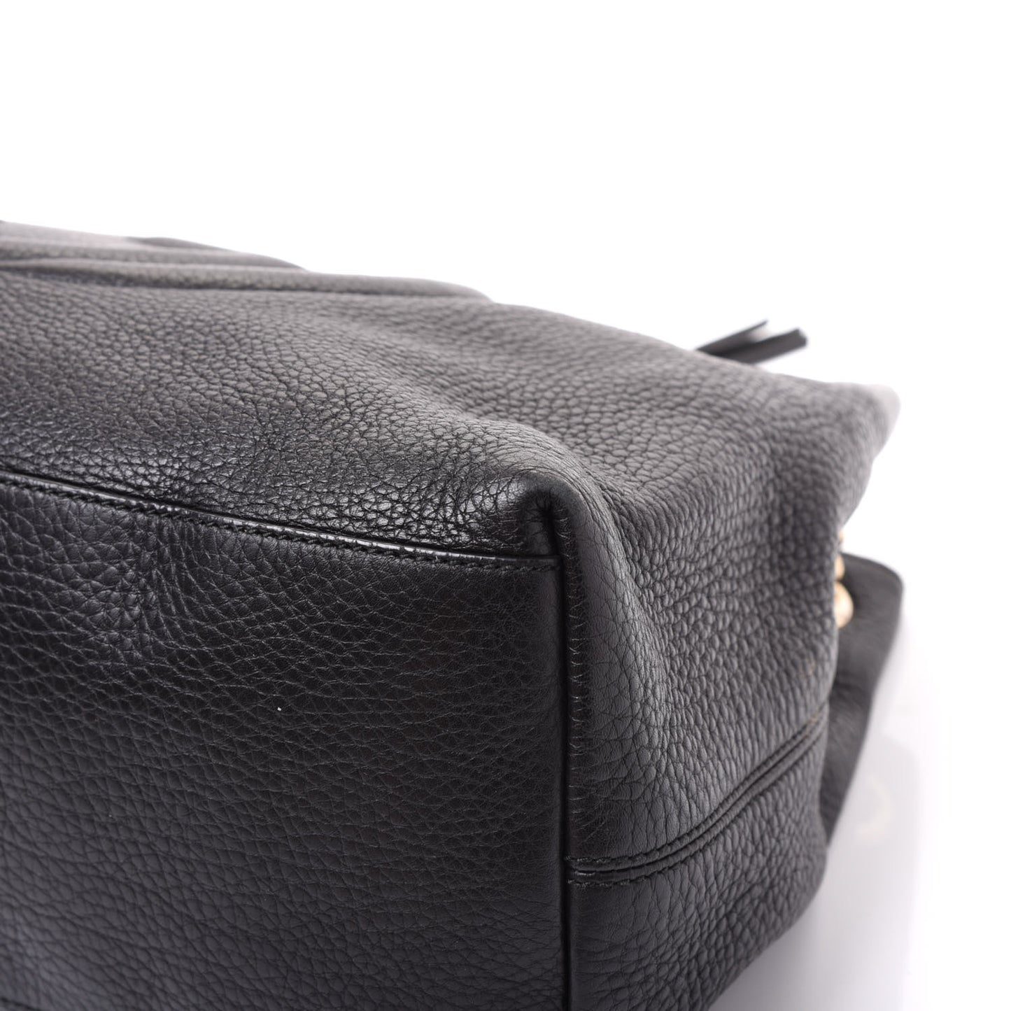 Pebbled Calfskin Medium Soho Chain Shoulder Bag Black