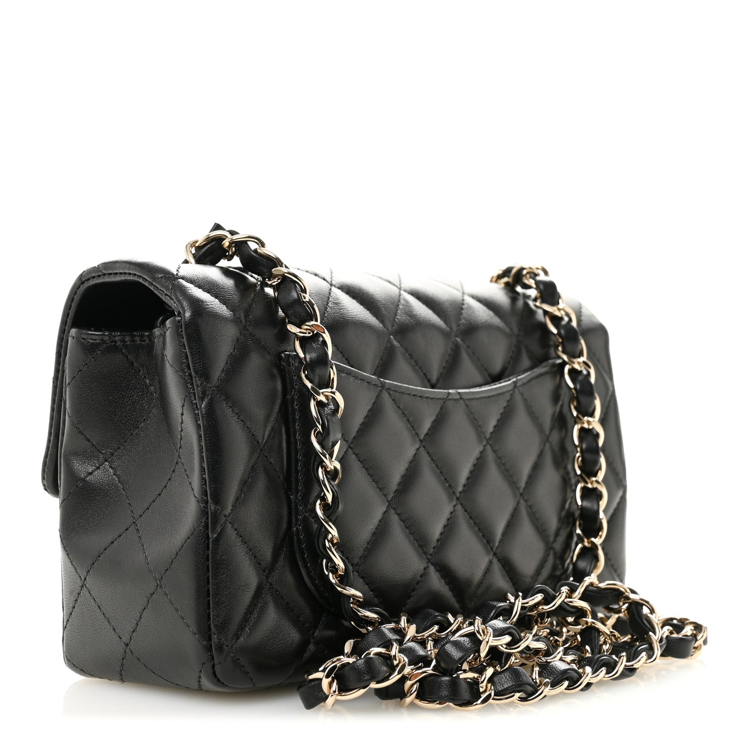 Chanel Lambskin Quilted Mini Rectangular Flap Black 1825755