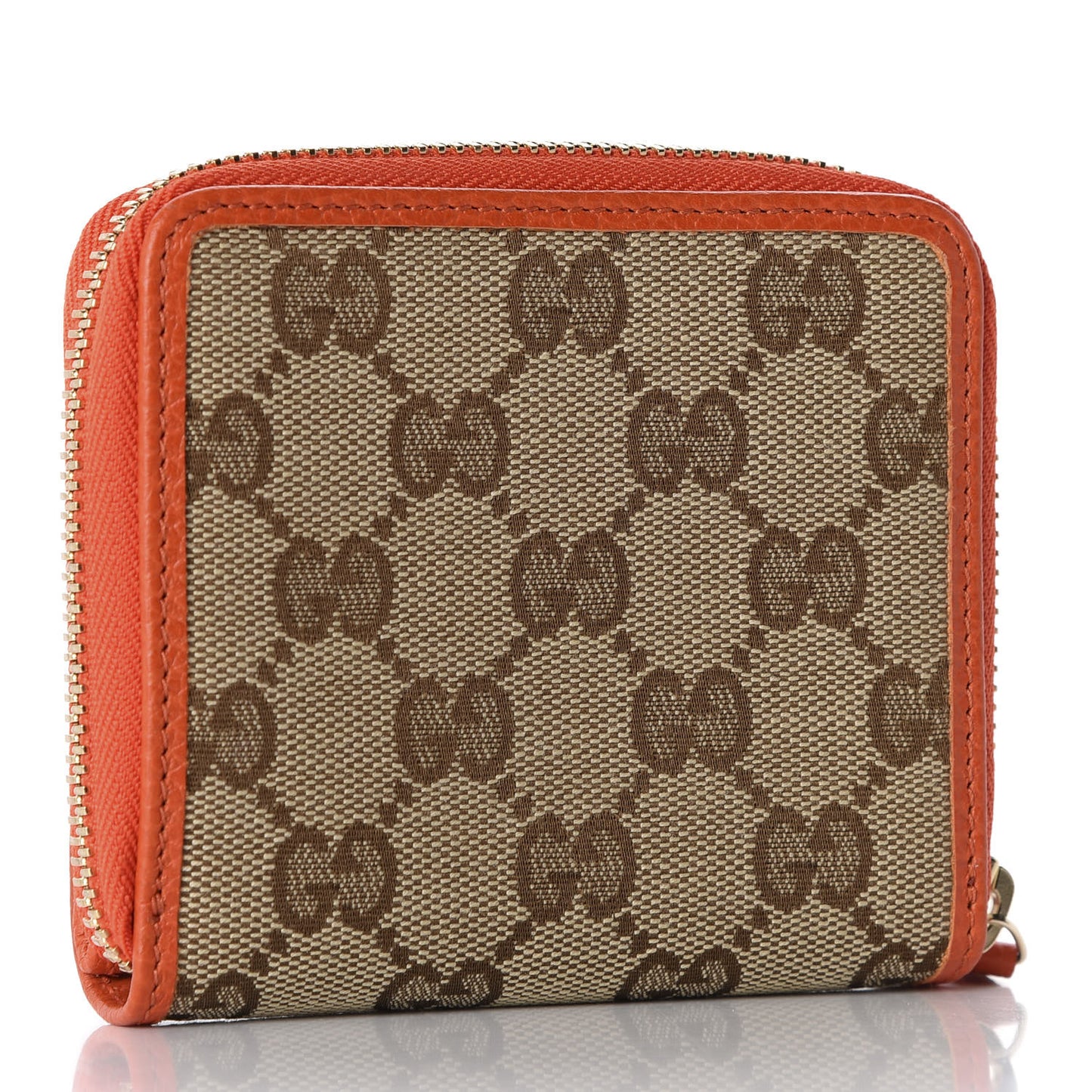Monogram Dollar Calfskin Zip Around French Flap Wallet Beige Ebony Sun Orange