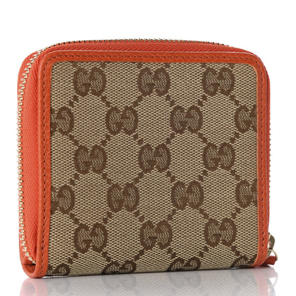 Gucci Monogram Dollar Calfskin Zip Around French Flap Wallet Beige Ebony Sun Orange 3 of 8