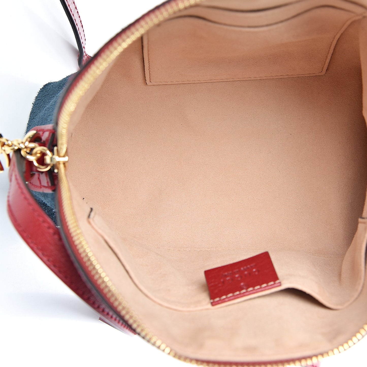 Suede Calfskin Web Small Ophidia Dome Shoulder Bag New Blue Romantic Cherry