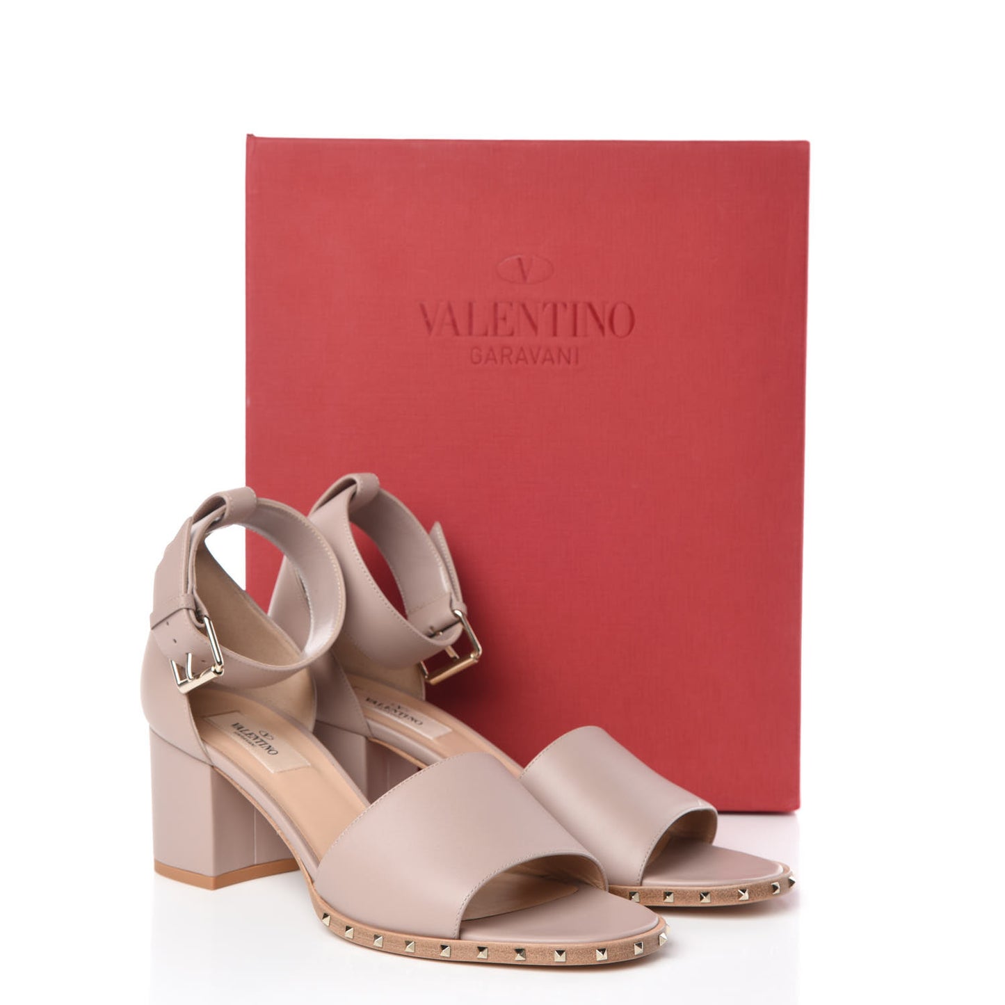 Nappa Soul Rockstud 65mm Sandals 39 Poudre