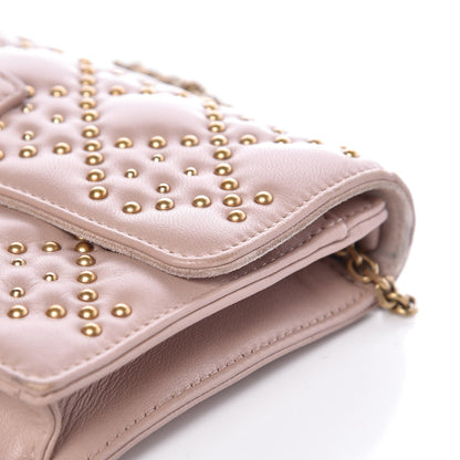 Christian Dior Lambskin Cannage Studded Dioraddict Wallet on Chain Clutch Nude 12 of 13