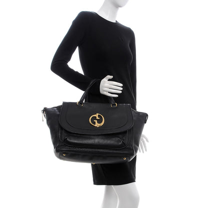 Gucci Pebbled Calfskin Medium 1973 Top Handle Satchel Black 2 of 10