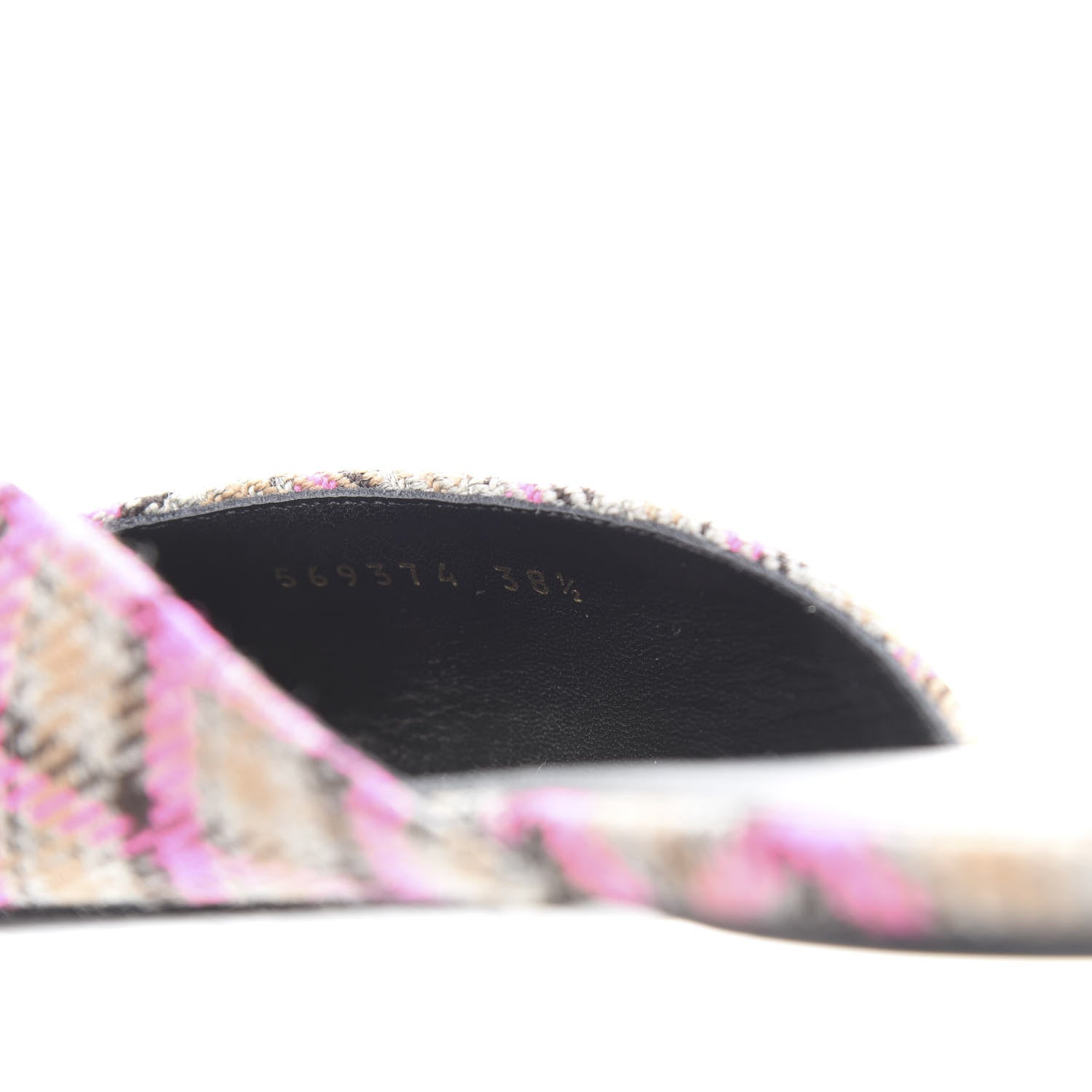 Balenciaga Wool Check Pointed Toe Flat Mules 38.5 Grey Pink 8 of 9