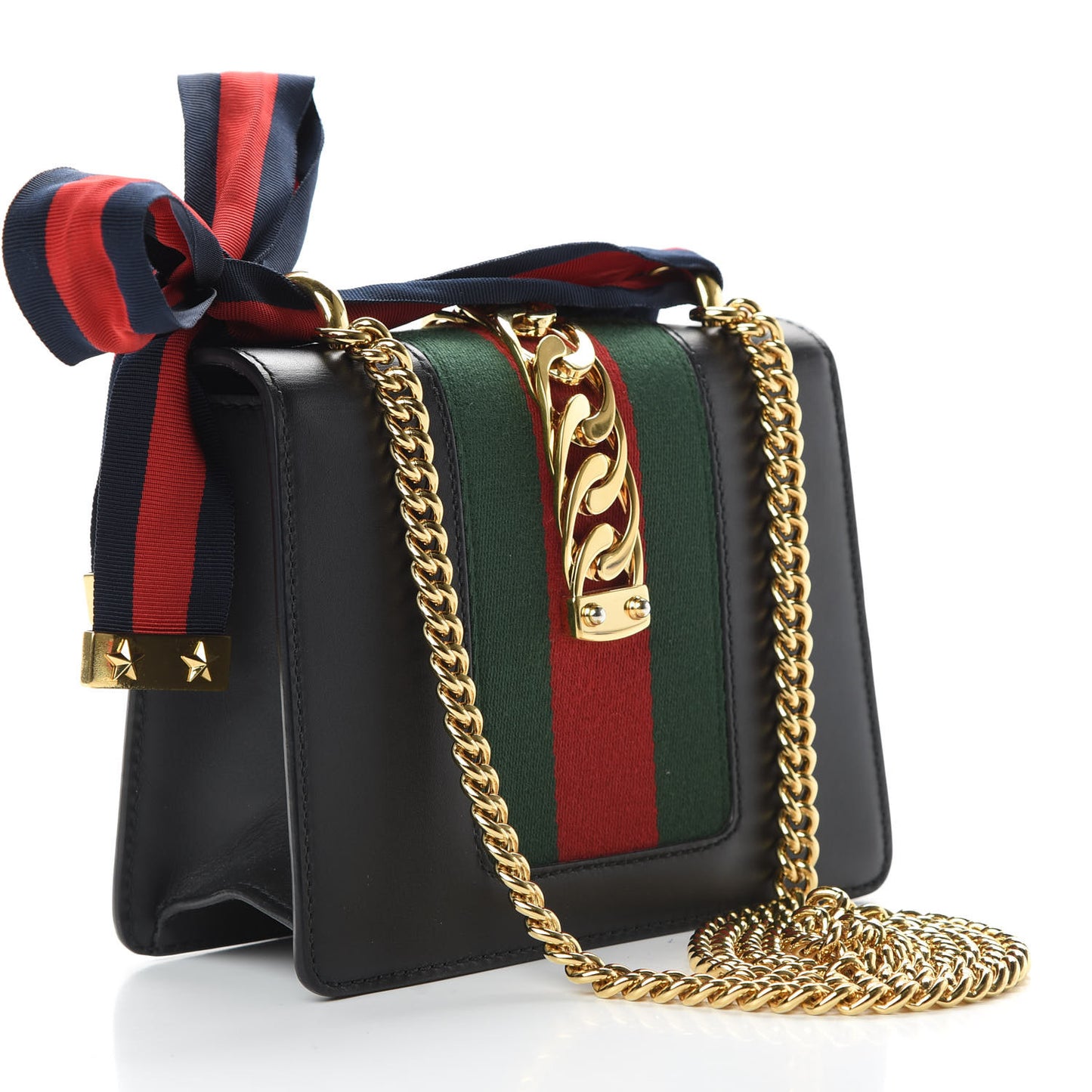 Calfskin Mini Sylvie Chain Shoulder Bag Black