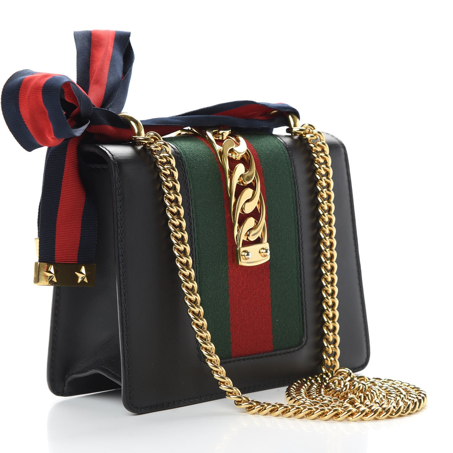 Gucci Calfskin Mini Sylvie Chain Shoulder Bag Black 3 of 12