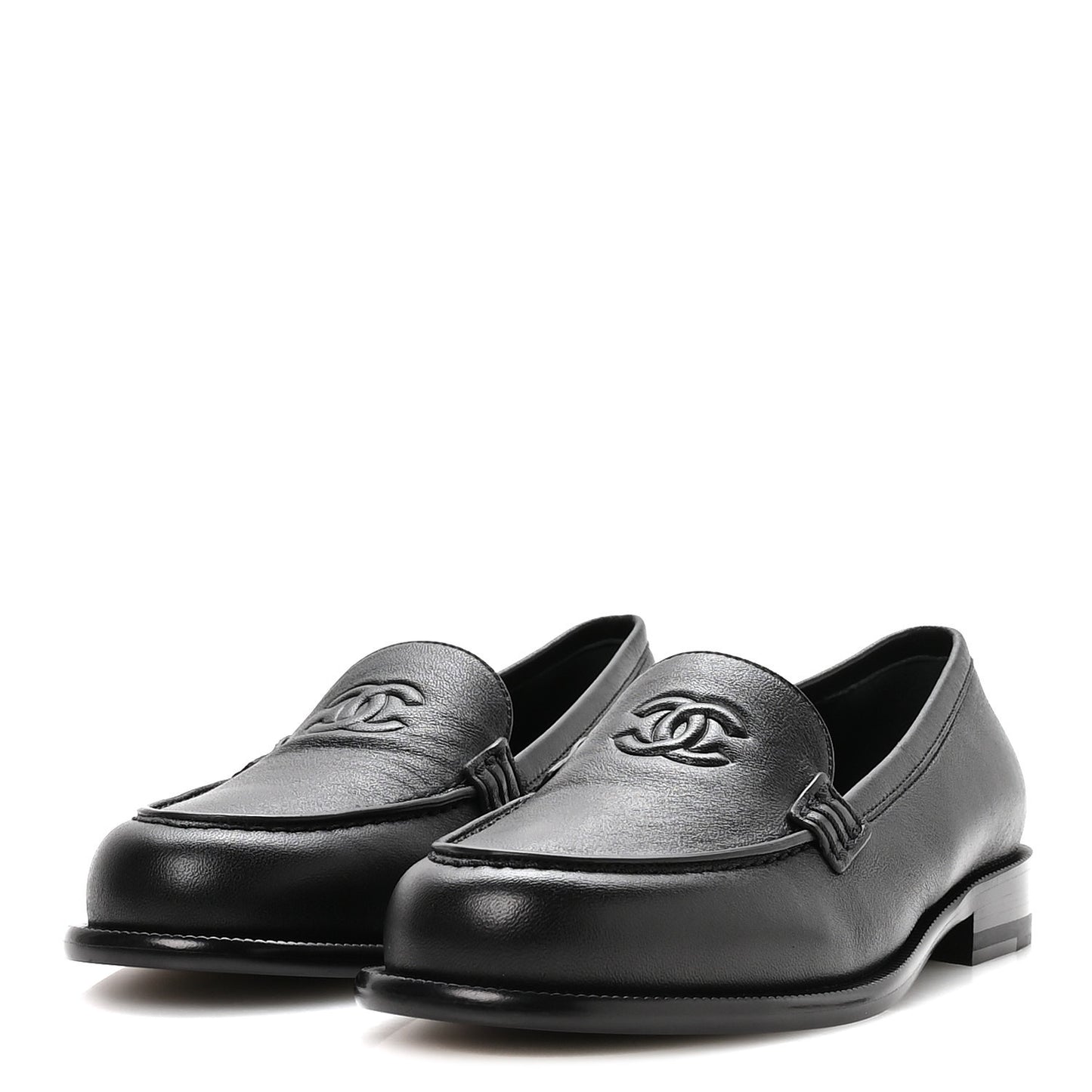 Lambskin CC Mocassin Loafers 37.5 Black
