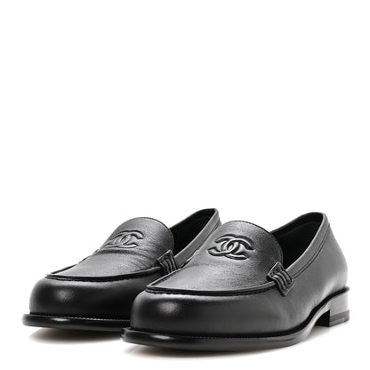 Chanel Lambskin CC Mocassin Loafers 37.5 Black 4 of 9