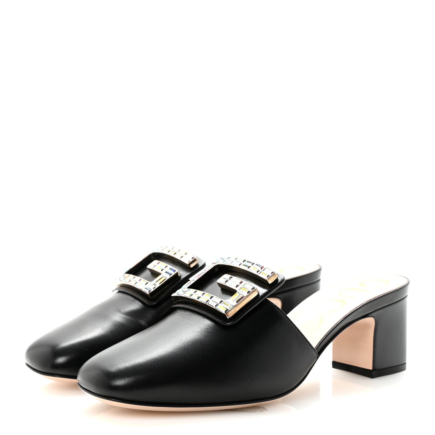 Gucci Malaga Kid Crystal Square G Madelyn 60mm Mules 37.5 Black 4 of 10