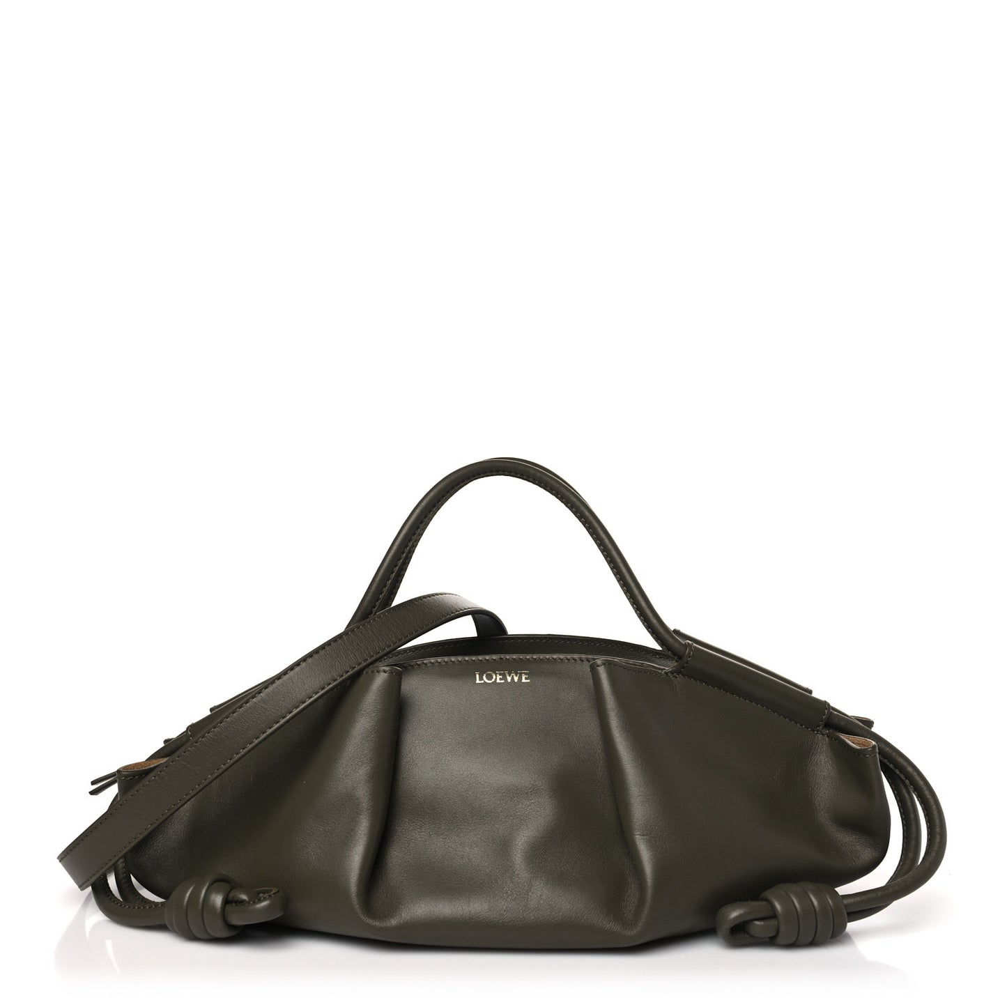 Shiny Nappa Calfskin Small Paseo Bag Dark Khaki Green