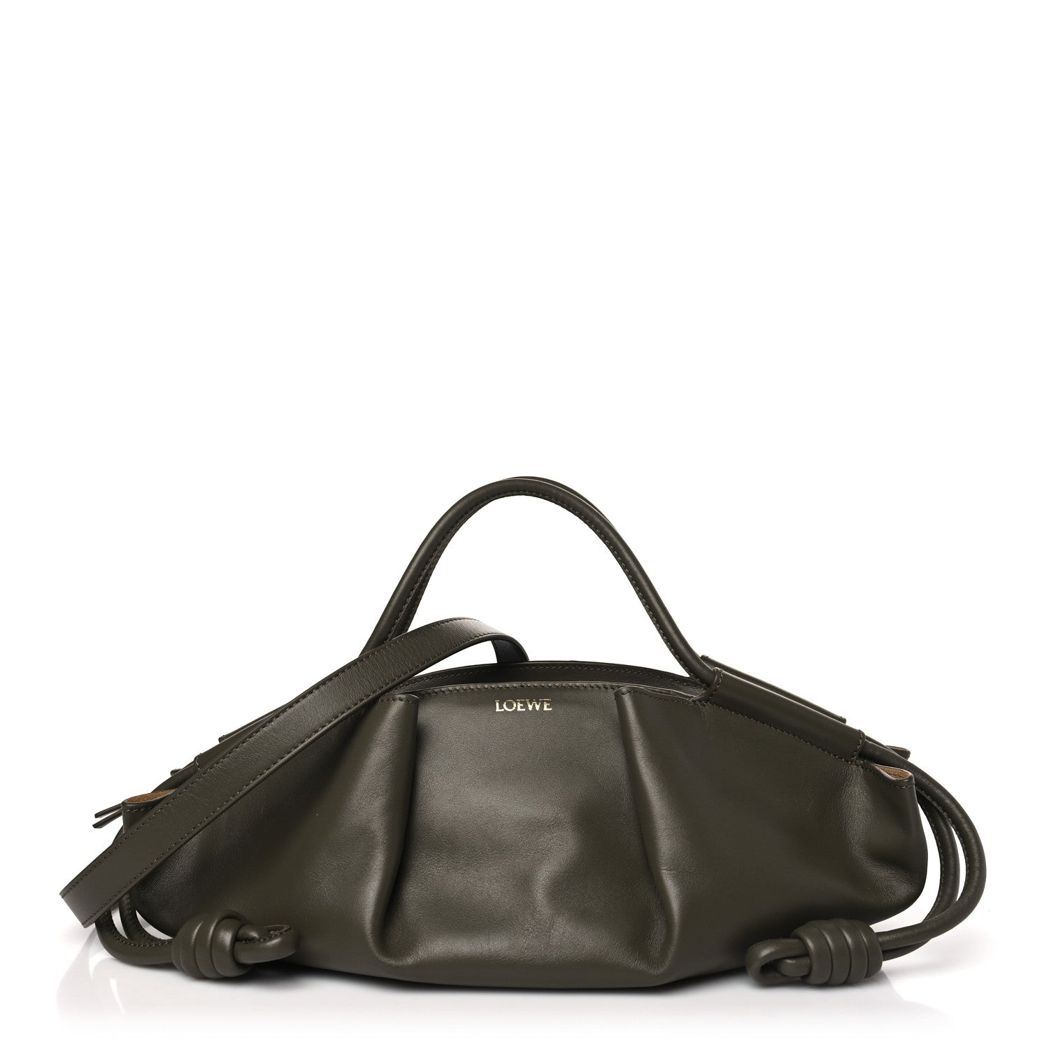Loewe Shiny Nappa Calfskin Small Paseo Bag Dark Khaki Green 1 of 9