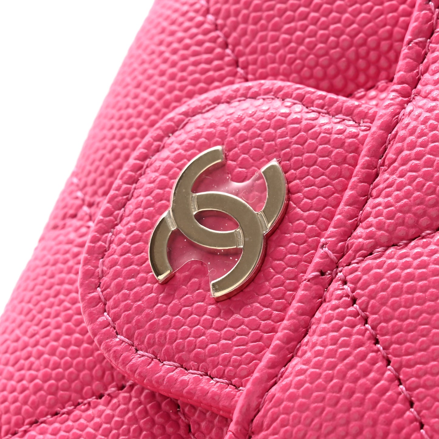 Caviar Quilted Flap Card Holder Wallet Pink