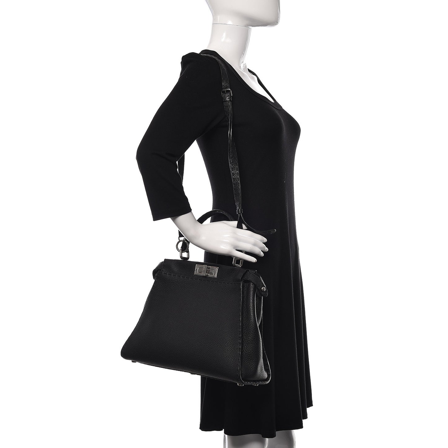 Cuoio Romano Selleria Bi-Color Medium Peekaboo Iconic Satchel Black Mou