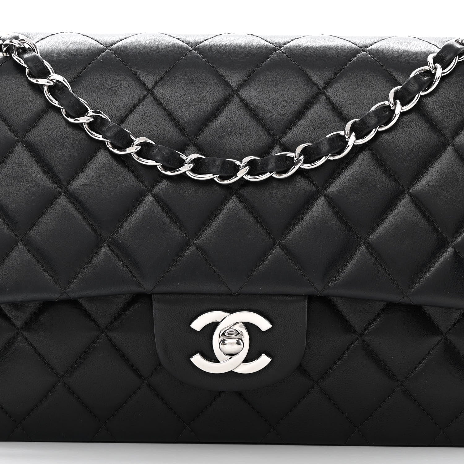 Chanel Lambskin Quilted Medium Double Flap Black 8 of 19